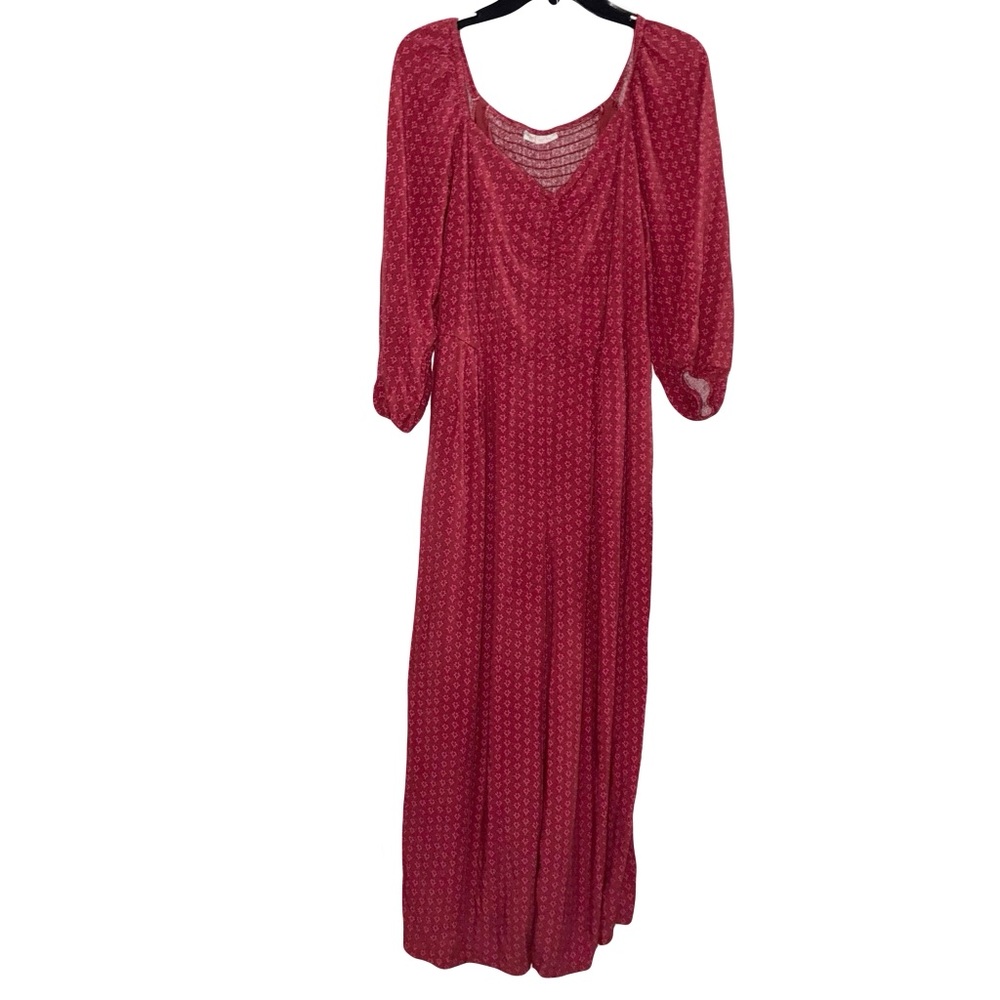 Nwot Knox Rose Red Dot Patterned Puff 3/4 Sleeve Jumpsuit Women XL